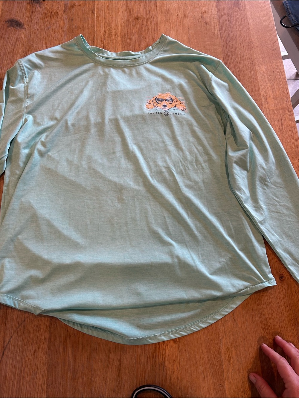 Lauren James Seafoam Long Sleeve Tee with Dog Motif